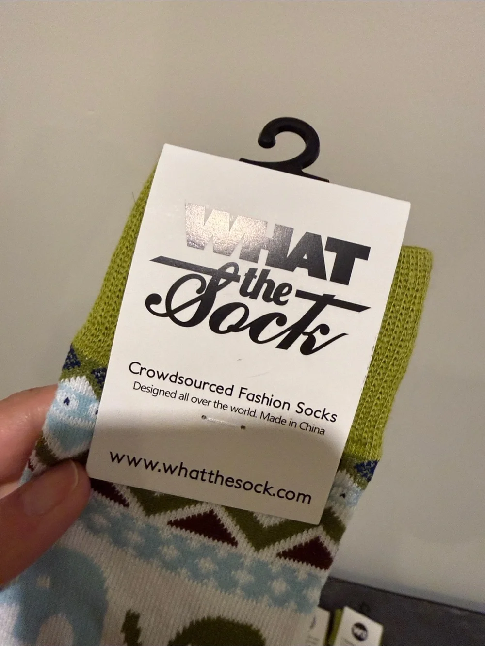 Bundle 5 What the sock Elephant Pattern Crew Socks in Light Blue & Olive Green